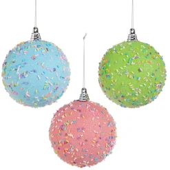 Raz Imports Raz 4" Sprinkled Ball Christmas Ornament Set of 3 4514868 New