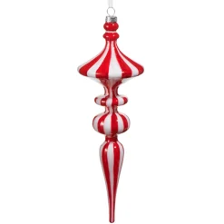 Raz Imports Raz 11.5" Striped Finial Glass Christmas Ornament 4524571 Hot