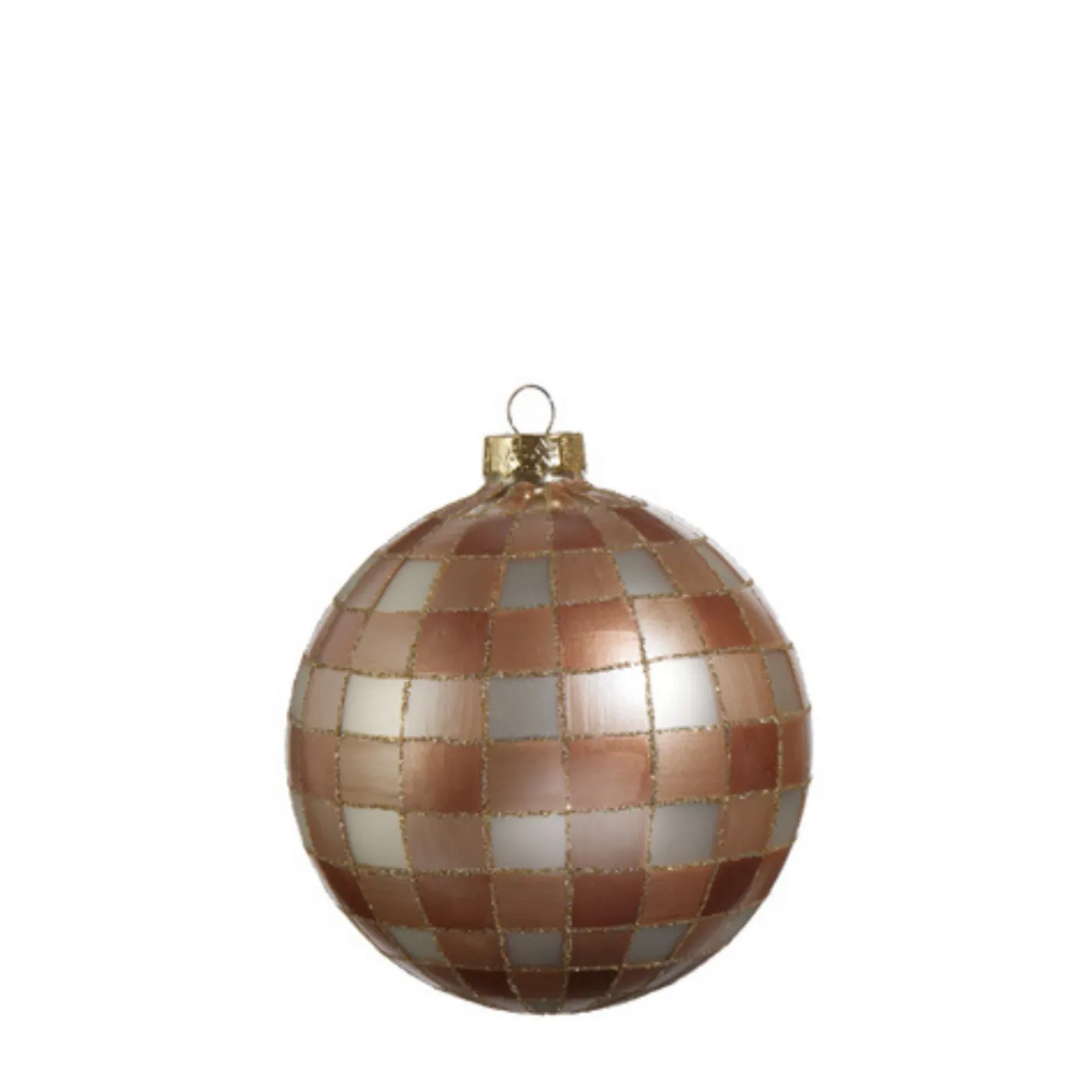 Raz Imports Raz 5" Tan Gingham Glass Christmas Ornament 4424580 Outlet