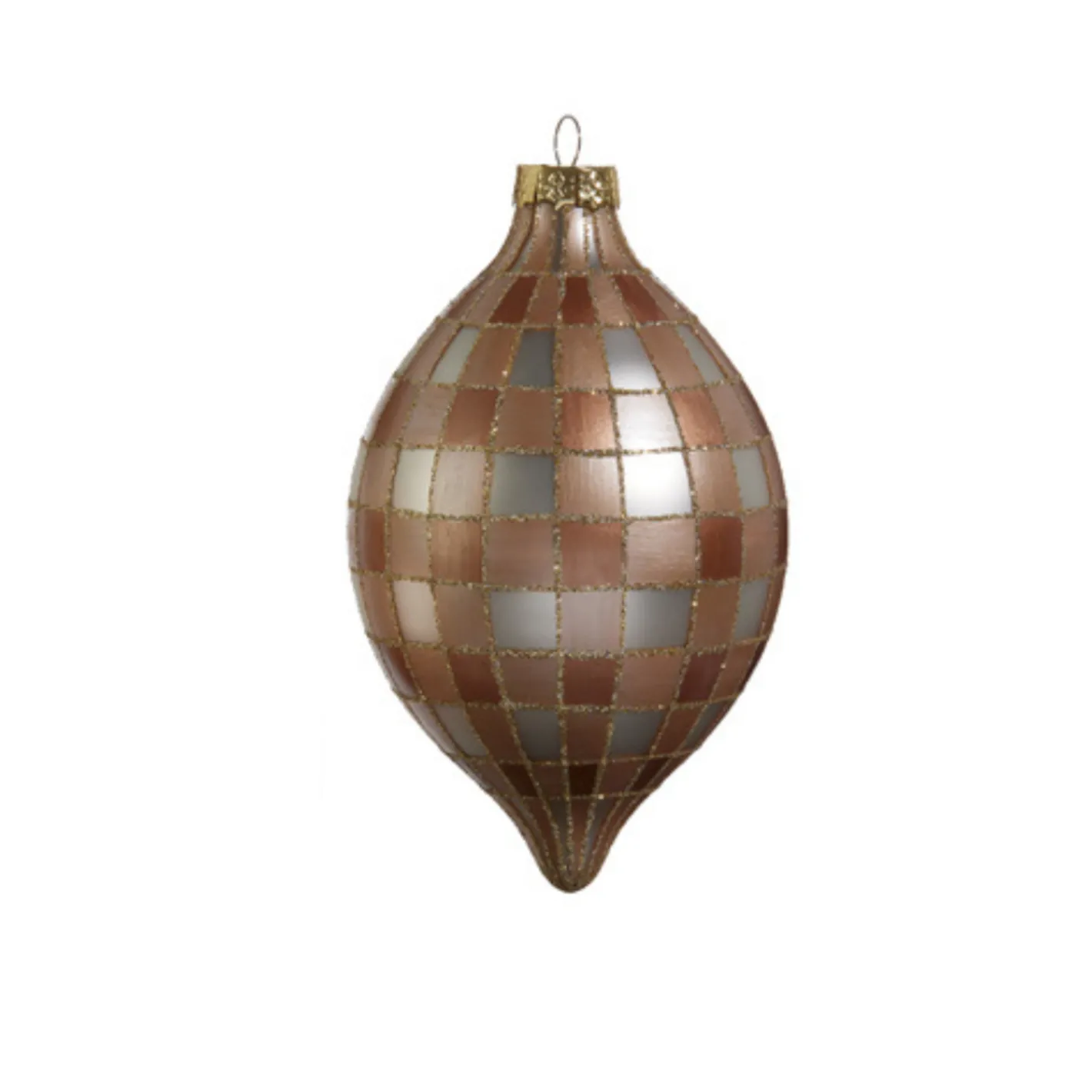 Raz Imports Raz 5" Tan Gingham Glass Christmas Ornament 4424580 Outlet