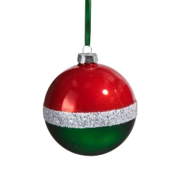 Raz Imports Raz 4" Traditional Glittered Stripe Ball Glass Christmas Ornament 4522950 Online