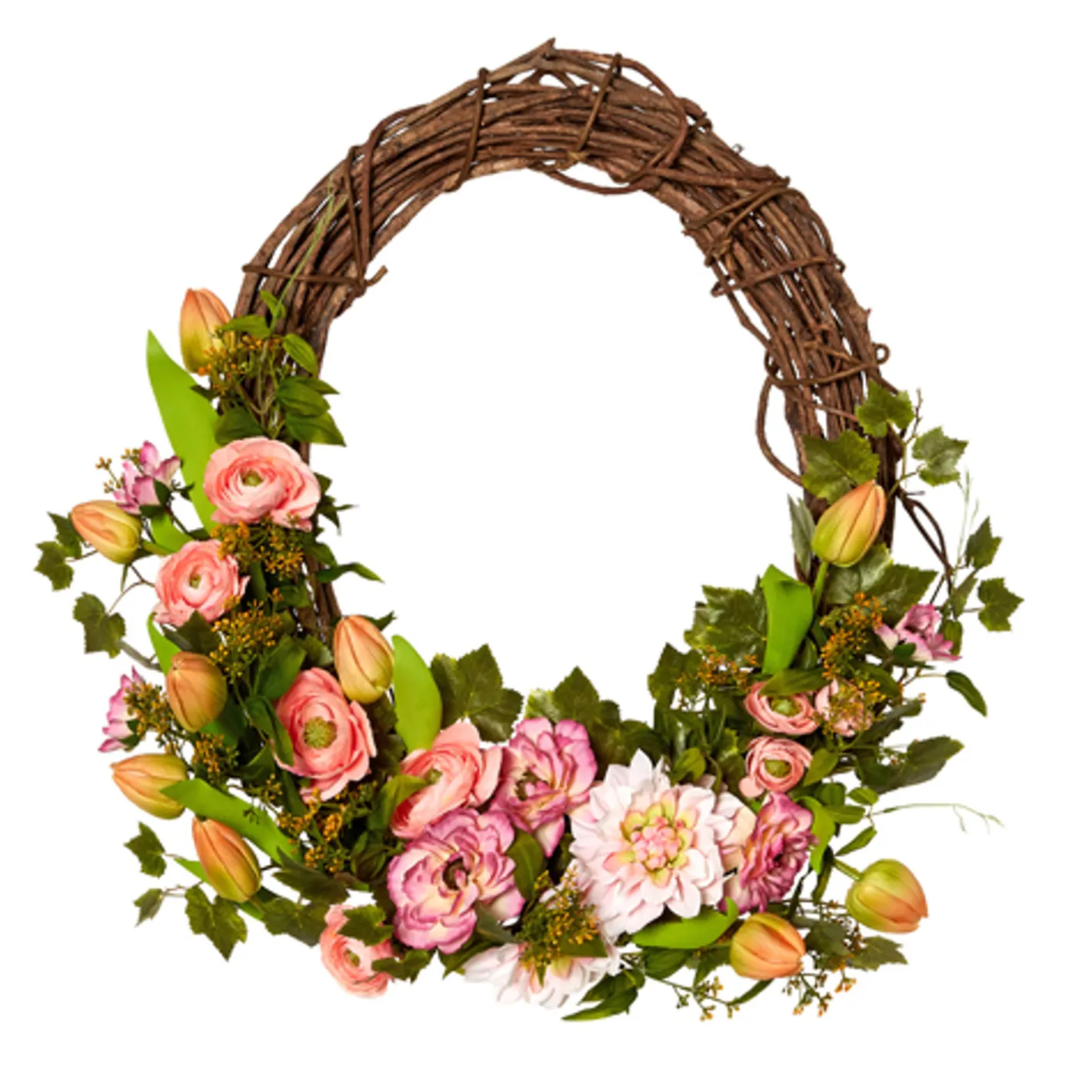 Raz Imports Raz 28" Tulip Oval Grapevine Easter Wreath W4502074 Online