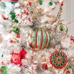 Raz Imports Raz 6" Vintage Colorful Striped Ball Christmas Ornament 4432725 New