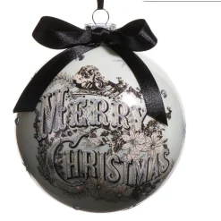 Raz Imports Raz 5" Vintage Merry Christmas Ball Glass Ornament 4524622 Clearance