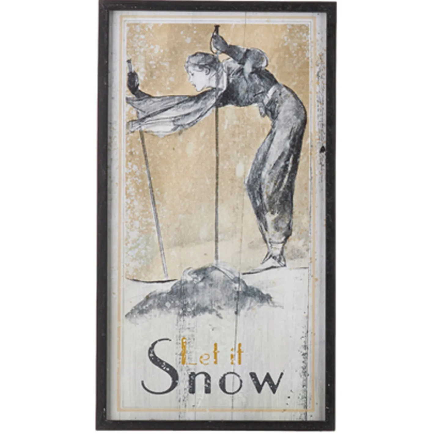 Raz Imports Raz 28" Vintage Ski Framed Wooden Christmas Wall Art 4144581 Clearance