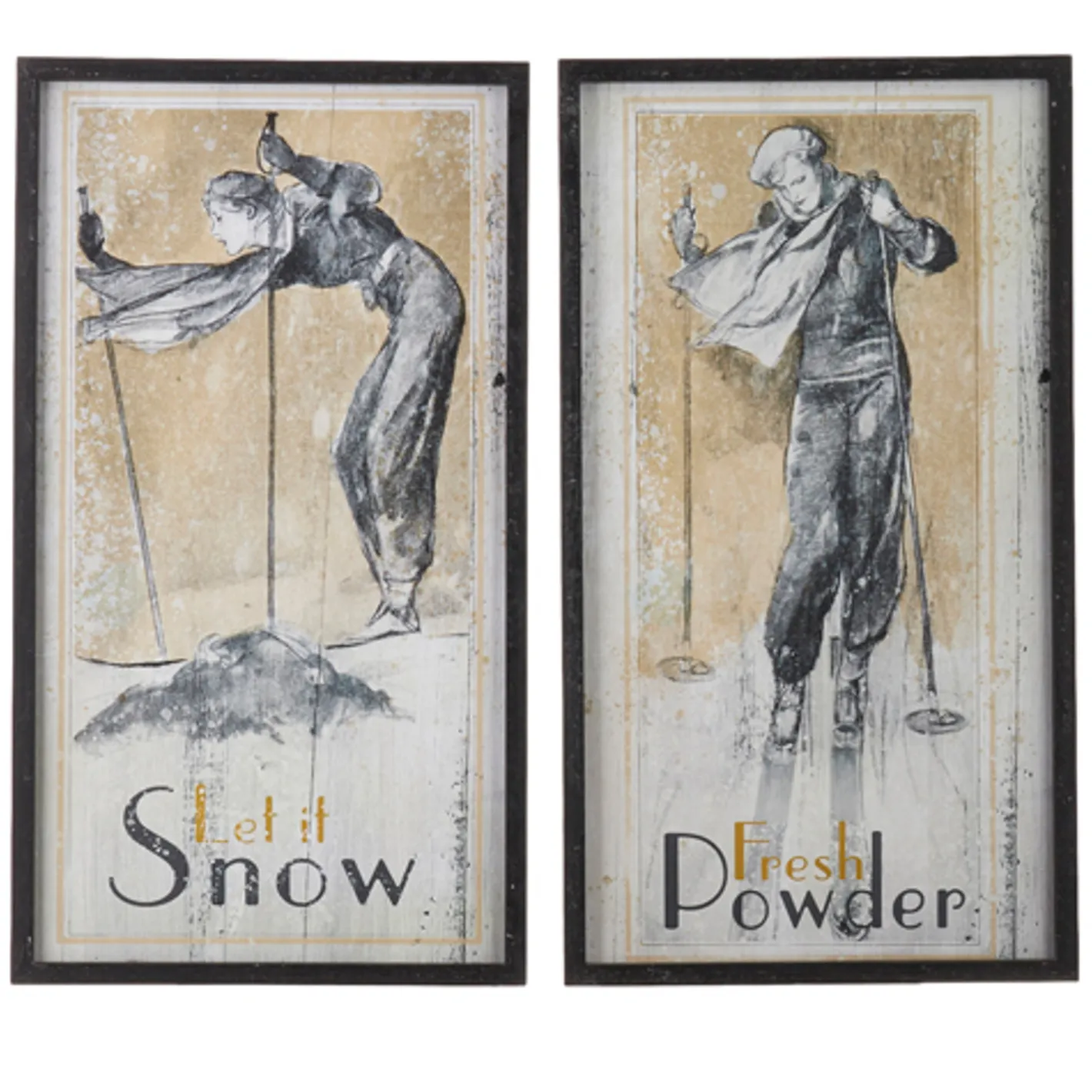 Raz Imports Raz 28" Vintage Ski Framed Wooden Christmas Wall Art 4144581 Clearance