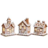 Raz Imports Raz 4.25" White and Brown Lighted Gingerbread House Christmas Ornament Set of 3 4416149 Hot