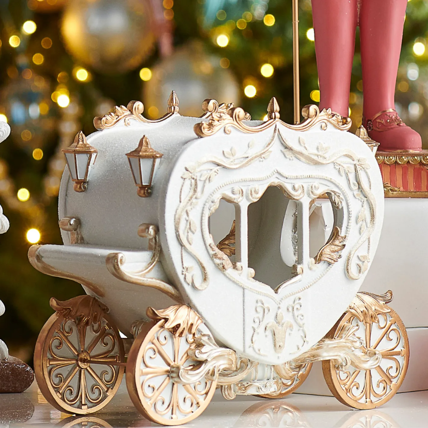 Raz Imports Raz 12" White and Gold Carriage Christmas Figure 4510480 Clearance