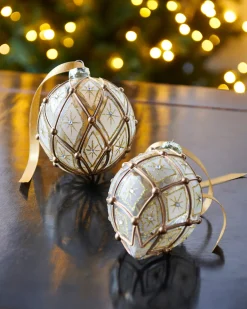 Raz Imports Raz 4" White and Gold Deco Clear Glass Christmas Ornament 4524885 Outlet