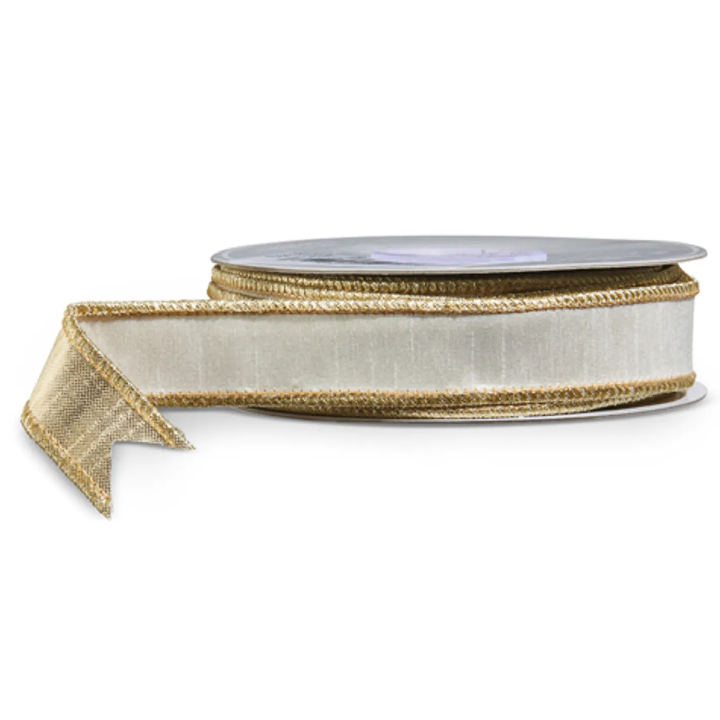 Raz Imports Raz 1" White and Gold Wired Christmas Ribbon R4552158 New