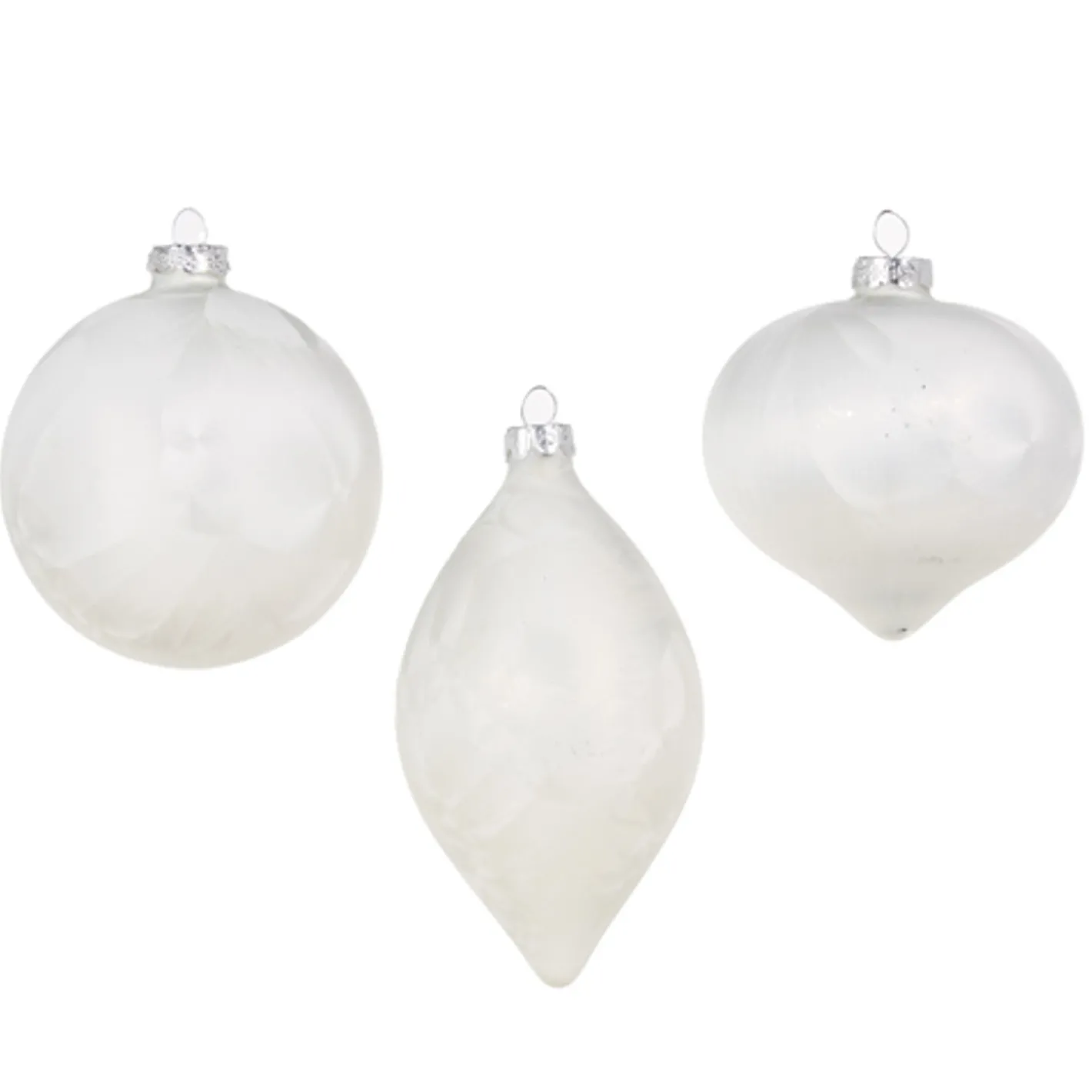 Raz Imports Raz 4" White Matte Crackle Glass Christmas Ornament 4322857 Outlet