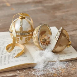 Raz Imports Raz 4" White or Champagne Round Jewelry Box Glass Christmas Ornament Hot