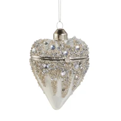 Raz Imports Raz 3.5" White or Gold Hear Box Glass Christmas Ornament Discount