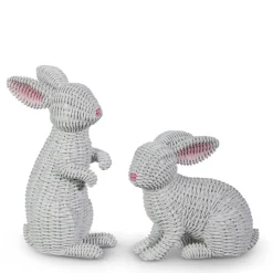 Raz Imports Raz 12.75" White Woven Wicker Bunny Figures Set of 2 4511310 Hot