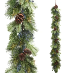 Raz Imports Raz 6' x 12" Cedar, Pine, and Blue Berries Christmas Garland G4402310 Clearance