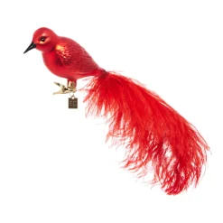 Raz Imports Raz Eric Cortina 12" Clip-On Red Feathered Bird Glass Christmas Ornament 4353100 Online