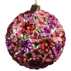 Raz Imports Raz Eric Cortina 4" Colorful Blossom Ball Glass Christmas Ornament 4553173 New