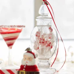 Raz Imports Raz Eric Cortina 8.25" Large Peppermint Candy Jar Glass Christmas 4453127 Discount