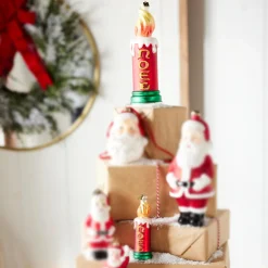 Raz Imports Raz Eric Cortina 5.5" or 8" Noel Blow Mold Candle Glass Christmas Ornament