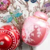 Raz Imports Raz Eric Cortina 8" Pink or Red Floral Ginger Jar Glass Christmas Ornament Sale