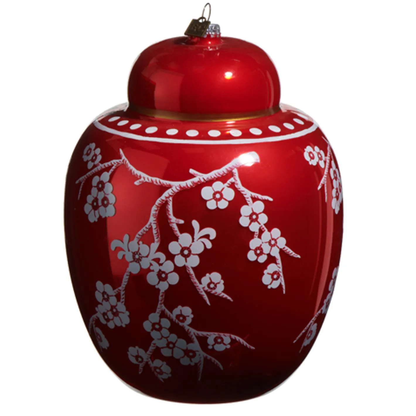Raz Imports Raz Eric Cortina 8" Pink or Red Floral Ginger Jar Glass Christmas Ornament Sale