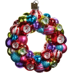 Raz Imports Raz Eric Cortina 4" Reflector Wreath Glass Christmas Ornament 4553134