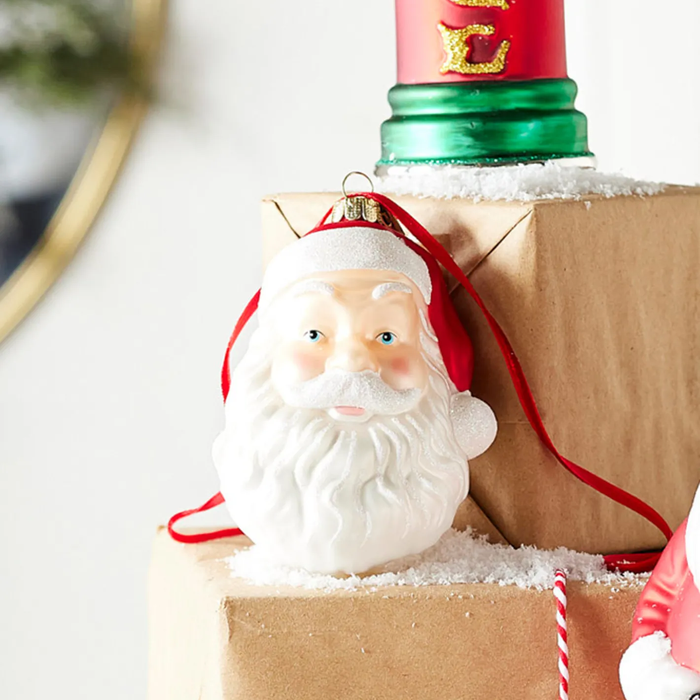 Raz Imports Raz Eric Cortina 4" Santa Face Blow Mold Glass Christmas Ornament 4353114 Best