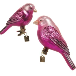 Raz Imports Raz Eric Cortina 5.5" Set of 2 Pink Clip On Fantasy Bird Glass Christmas Ornament 4553136 New