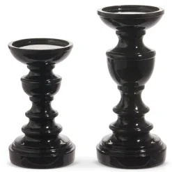 Raz Imports Raz High Shine Black Pillar or Taper Halloween Candle Holders Best