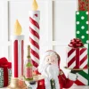 Raz Imports Raz Large Red and White Striped Battery Operated Christmas Candle Decoration New