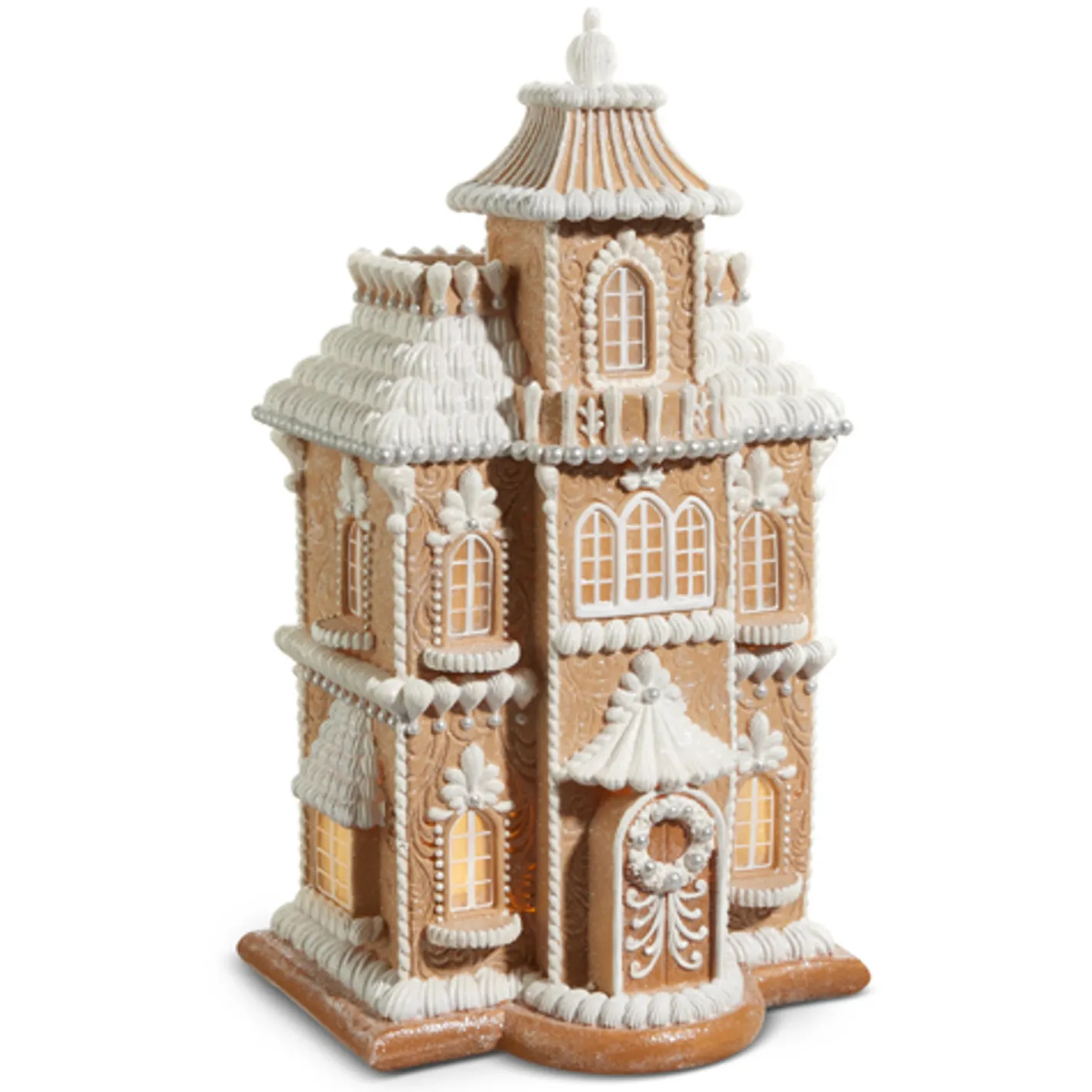 Raz Imports Raz Lighted Brown and White Christmas Gingerbread House Decoration Clearance