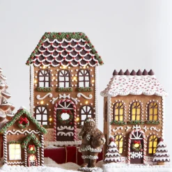 Raz Imports Raz Lighted Chocolate Frosted Gingerbread House Christmas Decoration Hot