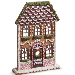 Raz Imports Raz Lighted Chocolate Frosted Gingerbread House Christmas Decoration Hot