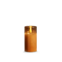 Raz Imports Raz Pillar Battery Operated Flickering Candle In Gold Glass Online