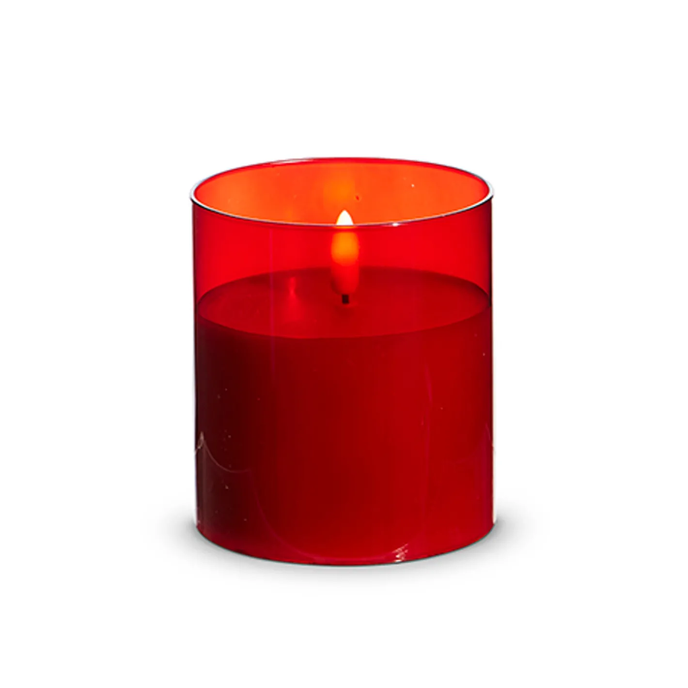 Raz Imports Raz Pillar Battery Operated Flickering Candle In Red Glass Best