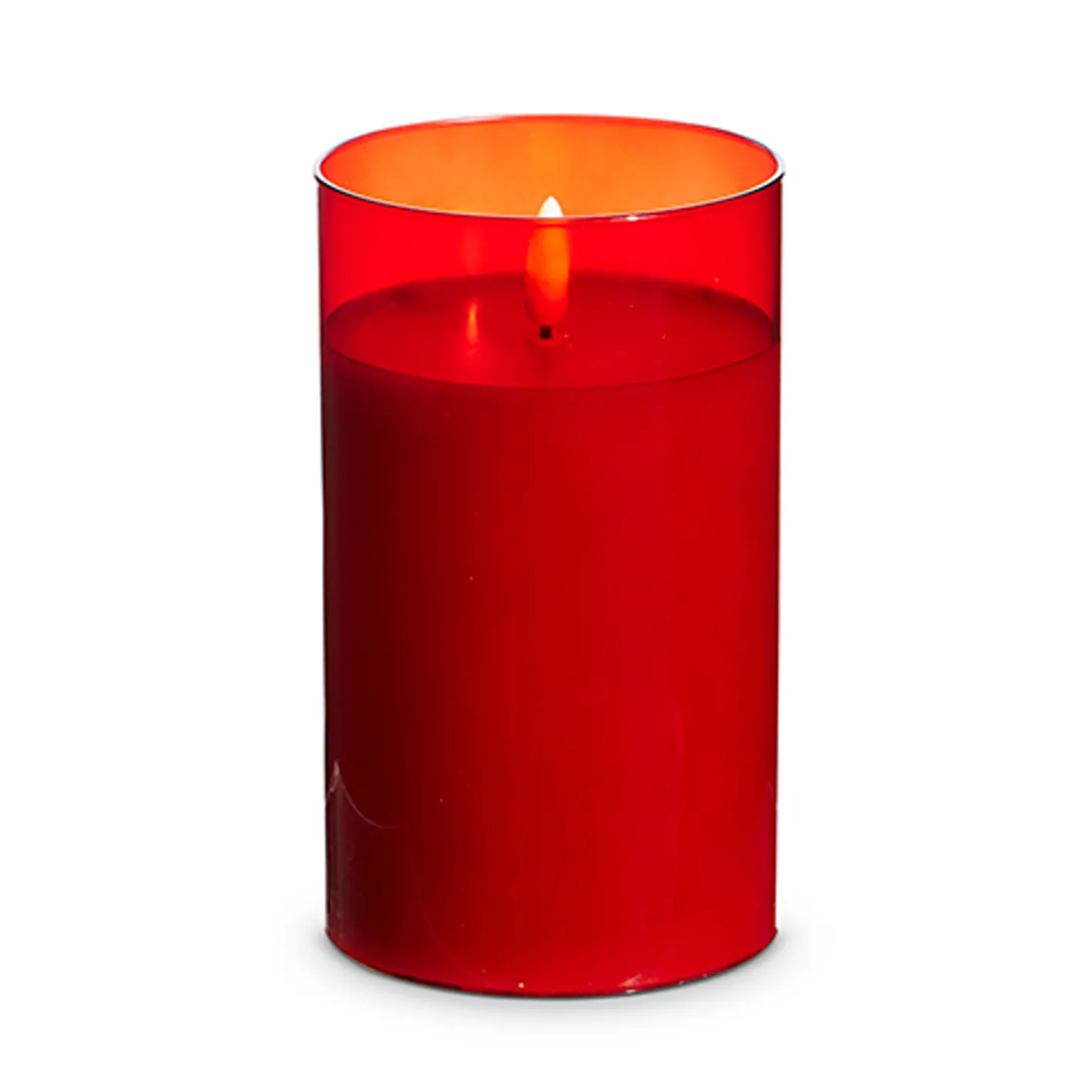 Raz Imports Raz Pillar Battery Operated Flickering Candle In Red Glass Best