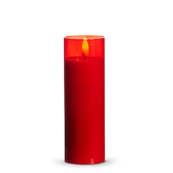 Raz Imports Raz Pillar Battery Operated Flickering Candle In Red Glass Best