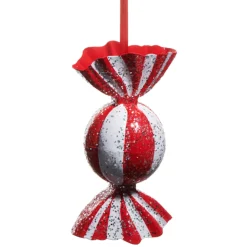 Raz Imports Raz Red and White Candy Christmas Ornament Online
