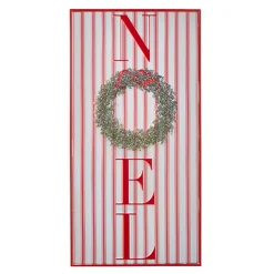 Raz Imports Raz Red and White Striped Joy or Noel Metal Framed Christmas Sign Outlet