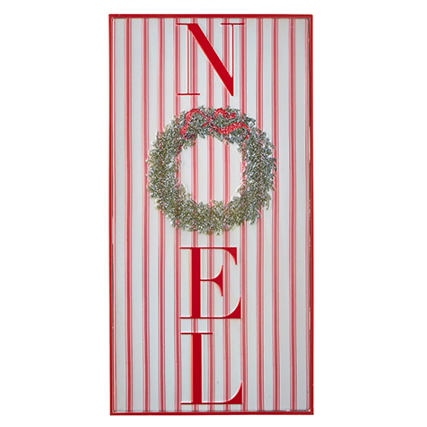 Raz Imports Raz Red and White Striped Joy or Noel Metal Framed Christmas Sign Outlet