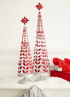 Raz Imports Raz Red Jeweled Tree with Silver Glitter Set of 2 4313507 Outlet