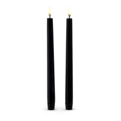 Raz Imports Raz Set of 2 10" Black Taper Battery Operated Candle with Lighted Flickering Wick 4434555