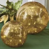 Raz Imports Raz Set of 2 Gold Mercury Glass Lighted Ball Christmas Decoration 4222802 Hot