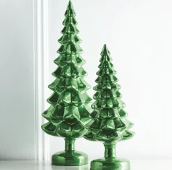 Raz Imports Raz Set of 2 Green Glass Tree Christmas Decoration 4222940