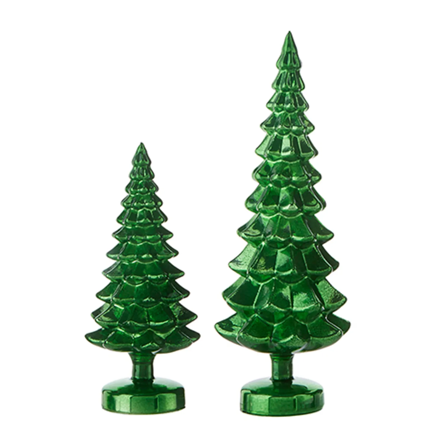 Raz Imports Raz Set of 2 Green Glass Tree Christmas Decoration 4222940