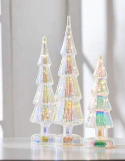 Raz Imports Raz Set of 3 Lighted Iridescent Glass Tree Christmas Decoration 4222911 Discount