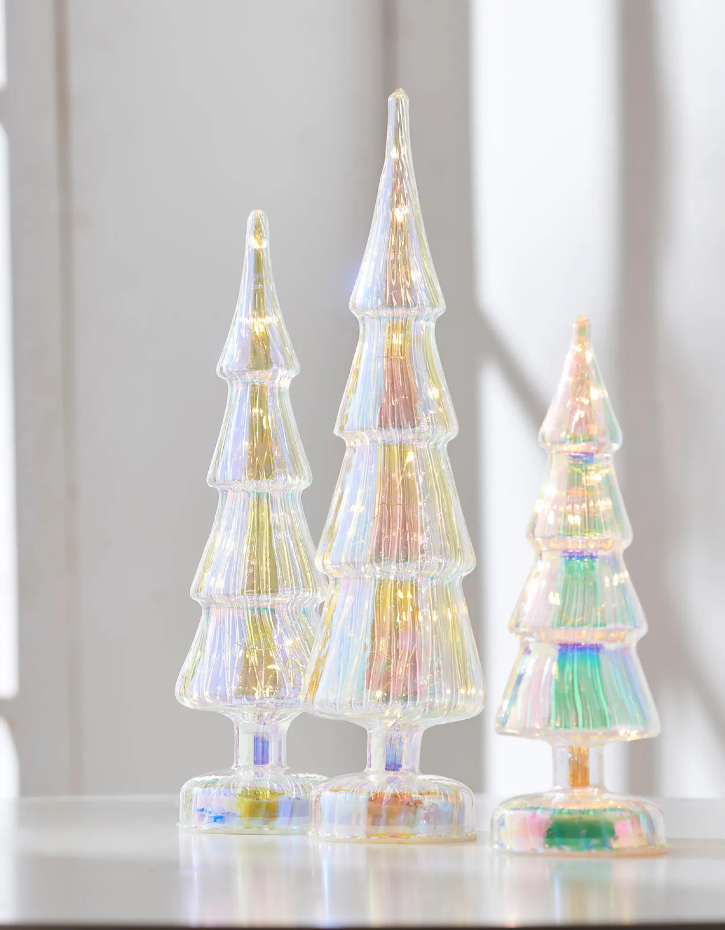 Raz Imports Raz Set of 3 Lighted Iridescent Glass Tree Christmas Decoration 4222911 Discount