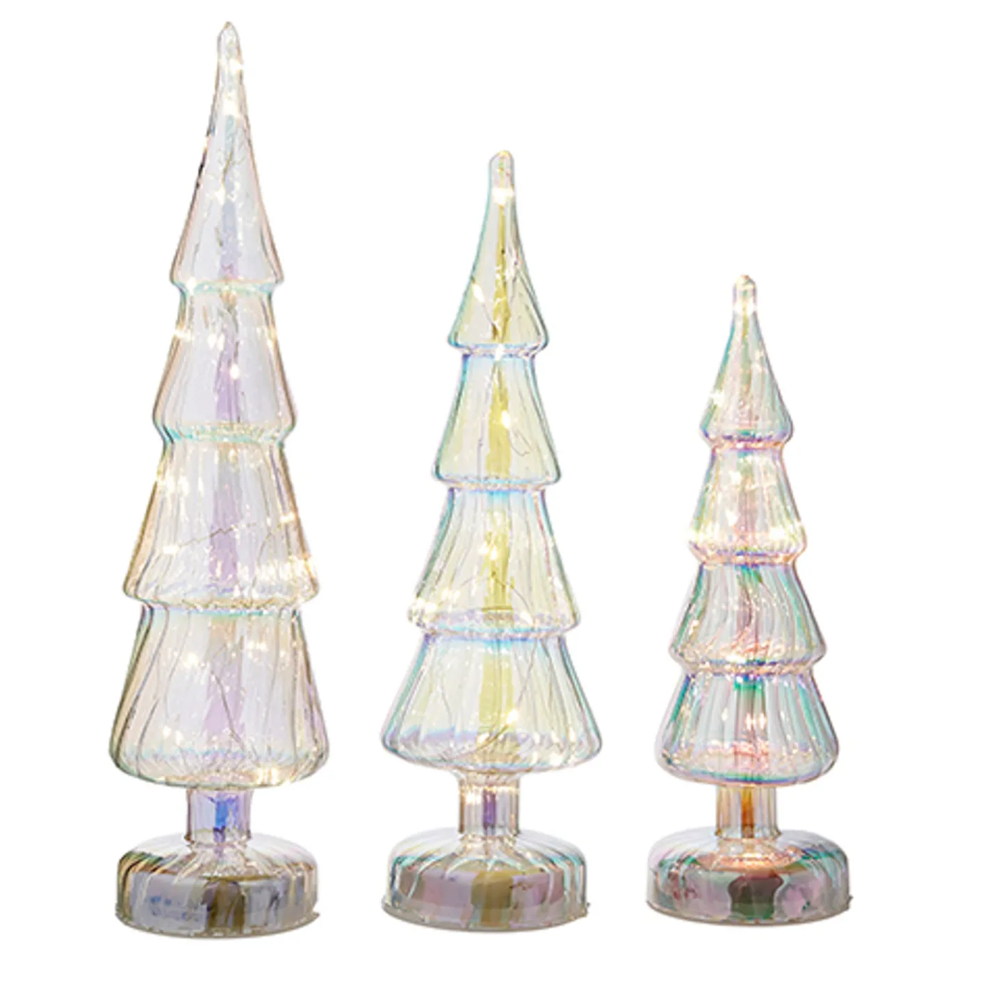Raz Imports Raz Set of 3 Lighted Iridescent Glass Tree Christmas Decoration 4222911 Discount