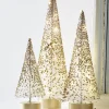 Raz Imports Raz Set of 3 Lighted White Bottle Brush Trees with Gold Glitter 4215506 Hot
