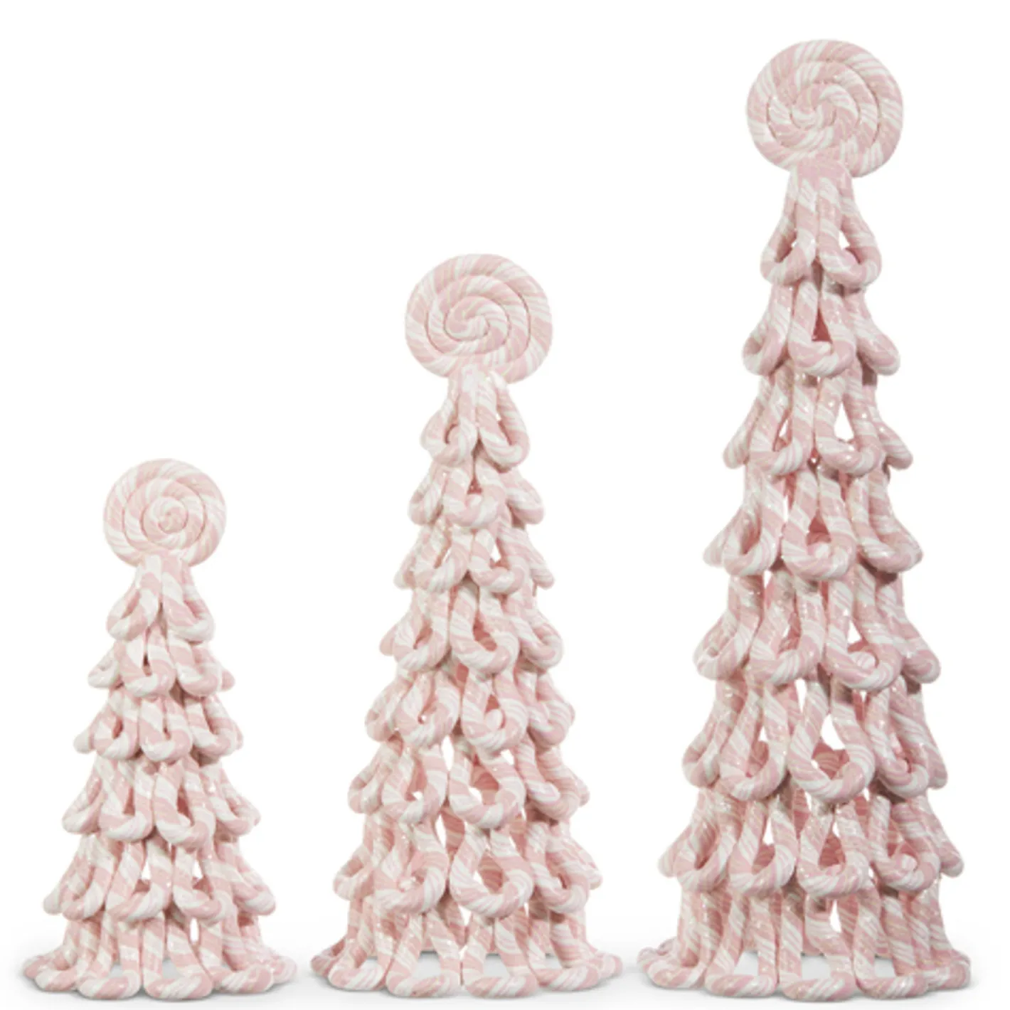 Raz Imports Raz Set of 3 Pink Peppermint Christmas Trees 4316051